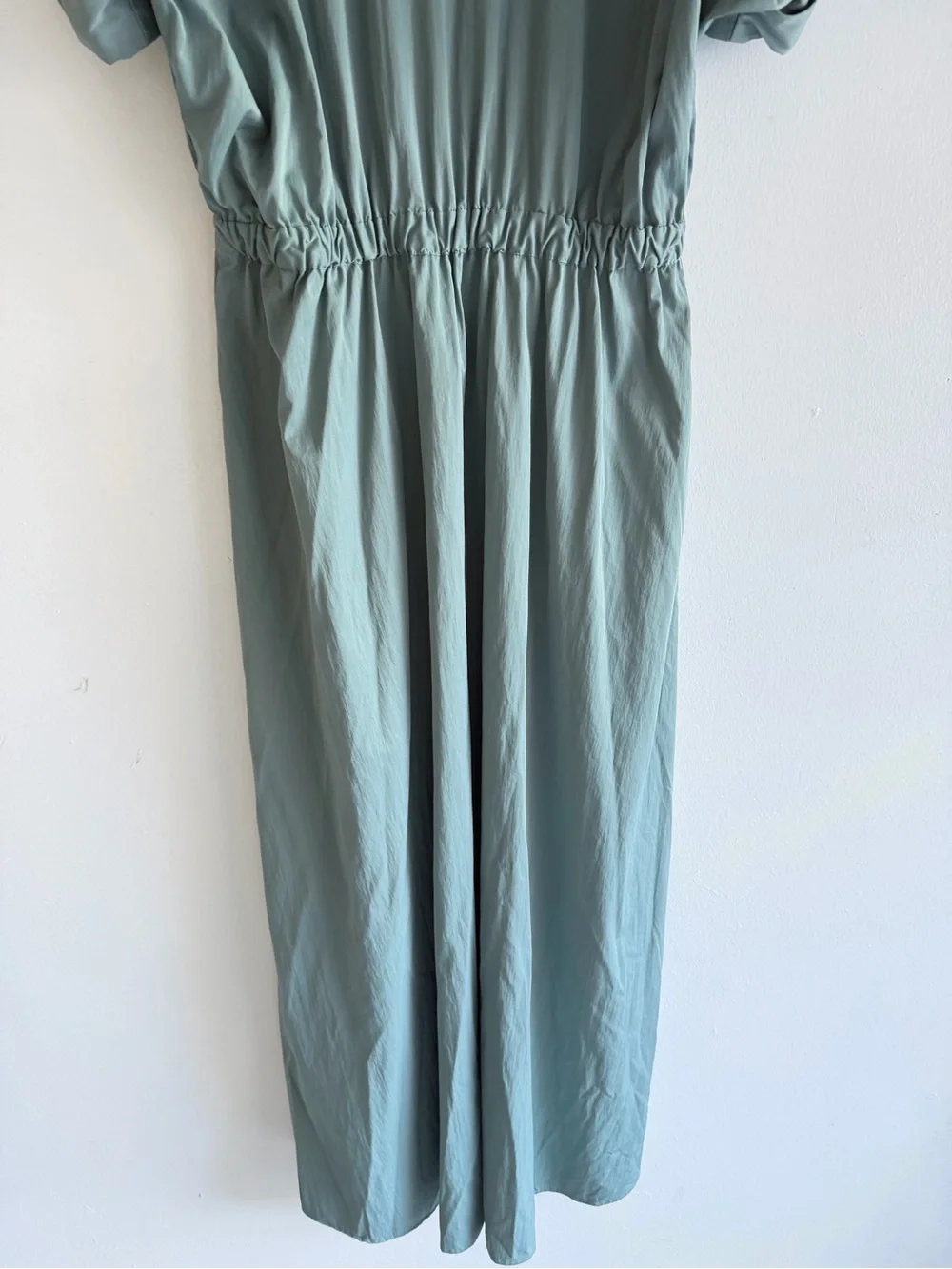 Abercrombie & Fitch Sage Green Short-Sleeve Maxi Shirt Dress